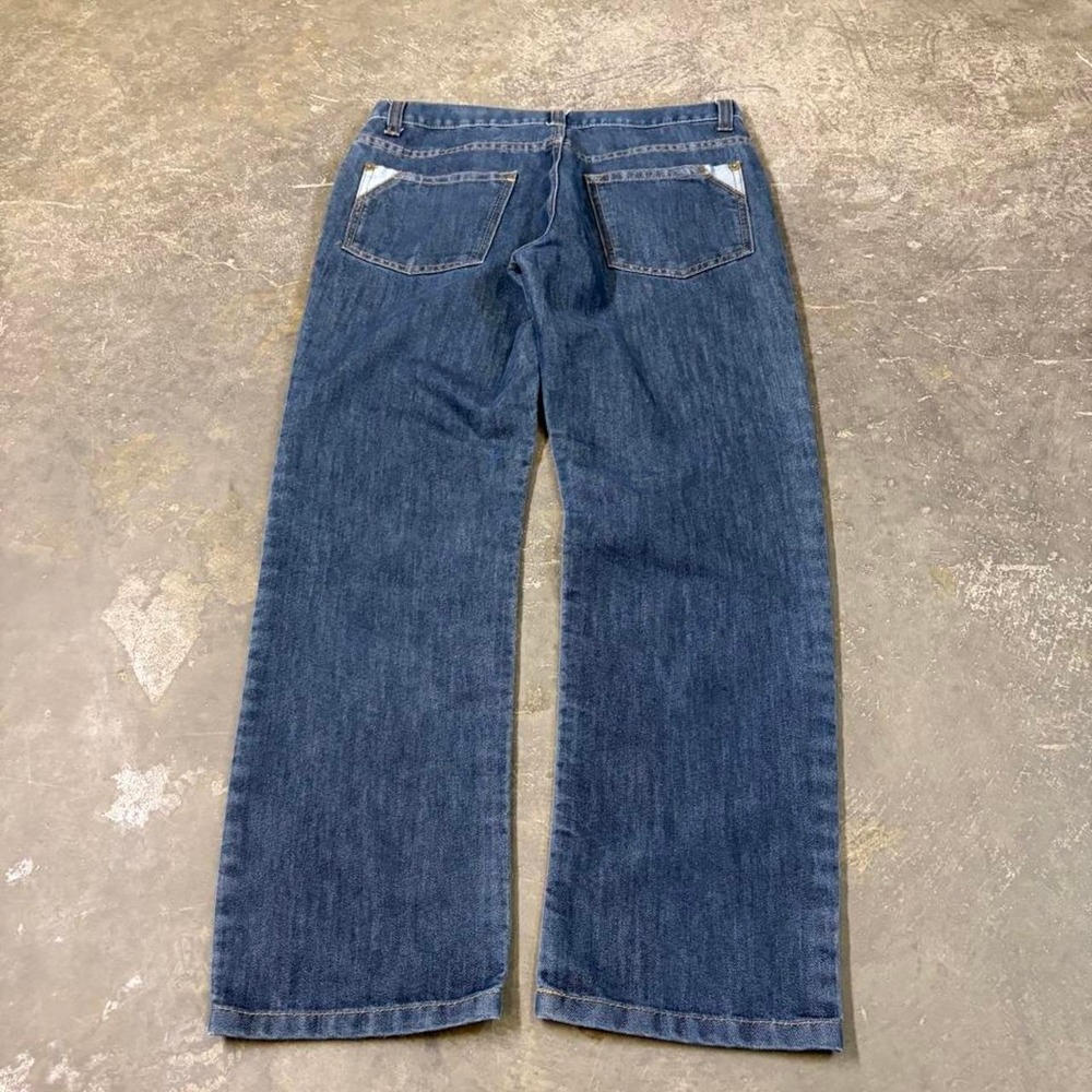 PD&C Mens Y2K Dark Wash Bootcut Jeans Blue Size 32x30 Vintage 2000s Style